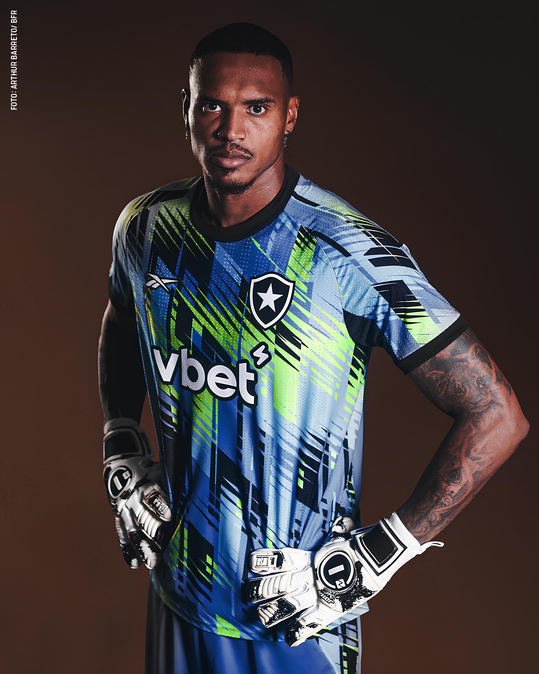 Camisa Goleiro Botafogo 2025 26 Azul Verde Aura 90 detalhe tecido