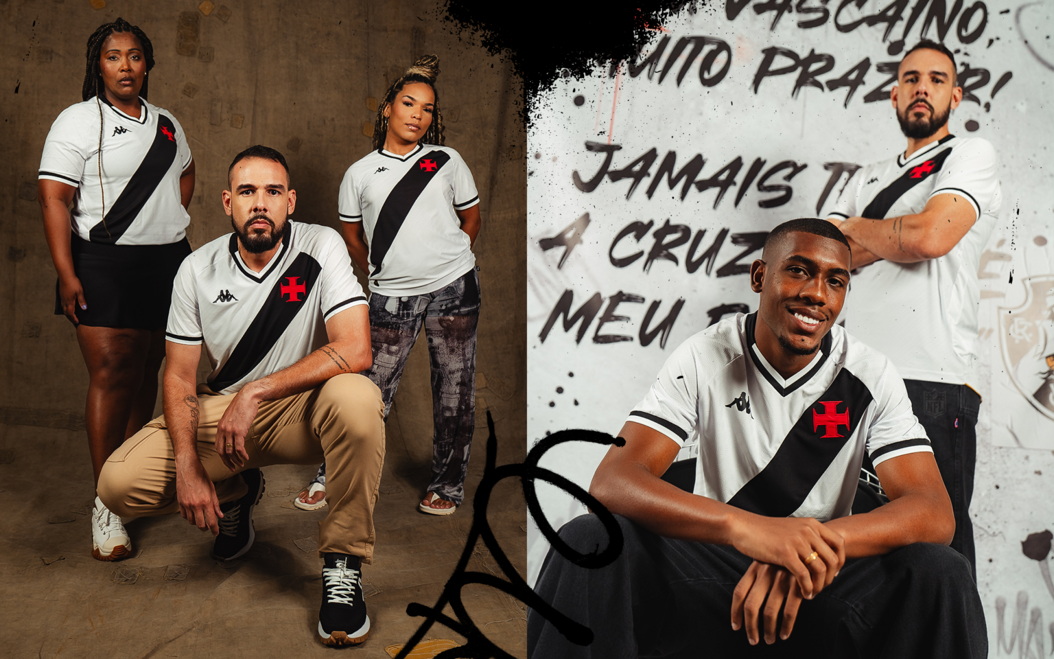 Camisa Vasco 2025/26 com faixa branca Kappa