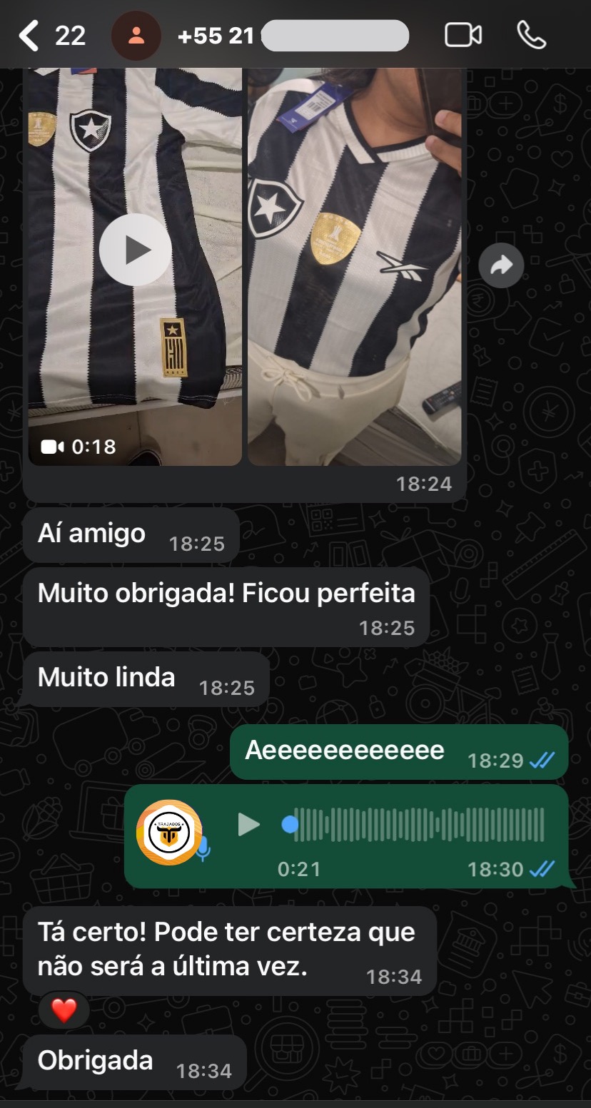 Cliente satisfeito com a camisa do Botafogo 25/26
