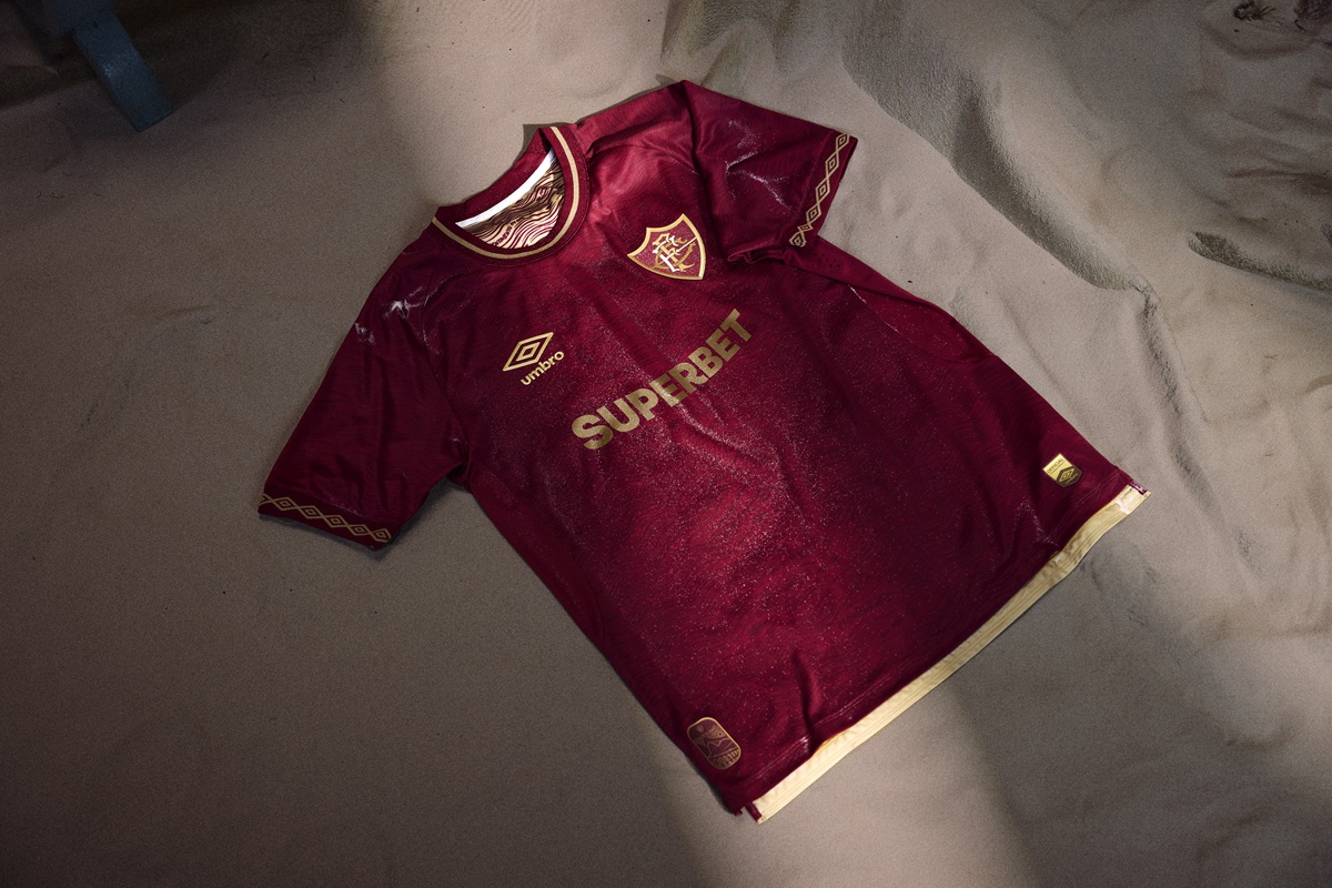 Camisa Fluminense III 2025/26 Umbro gren&aacute; com dourado