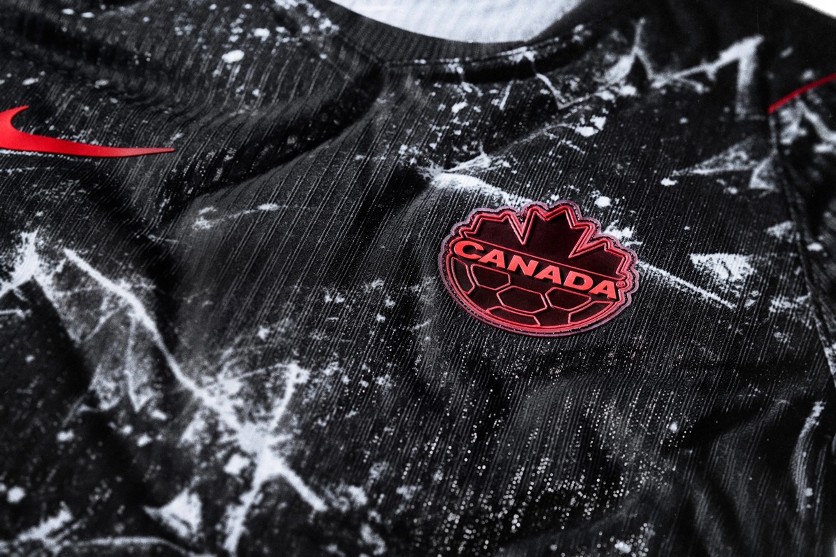 Detalhes camisa Canad&aacute; preta 2026 Nike