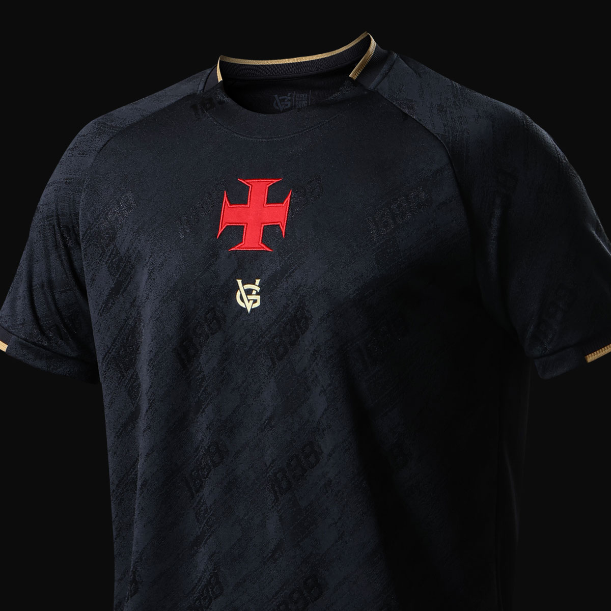 Detalhes da Camisa Vasco Da Gama VG 1898 Preta e Dourada