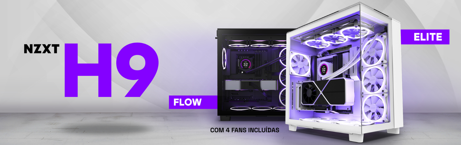 gabinete nzxt h9 elite flow rgb branco preto frete grátis