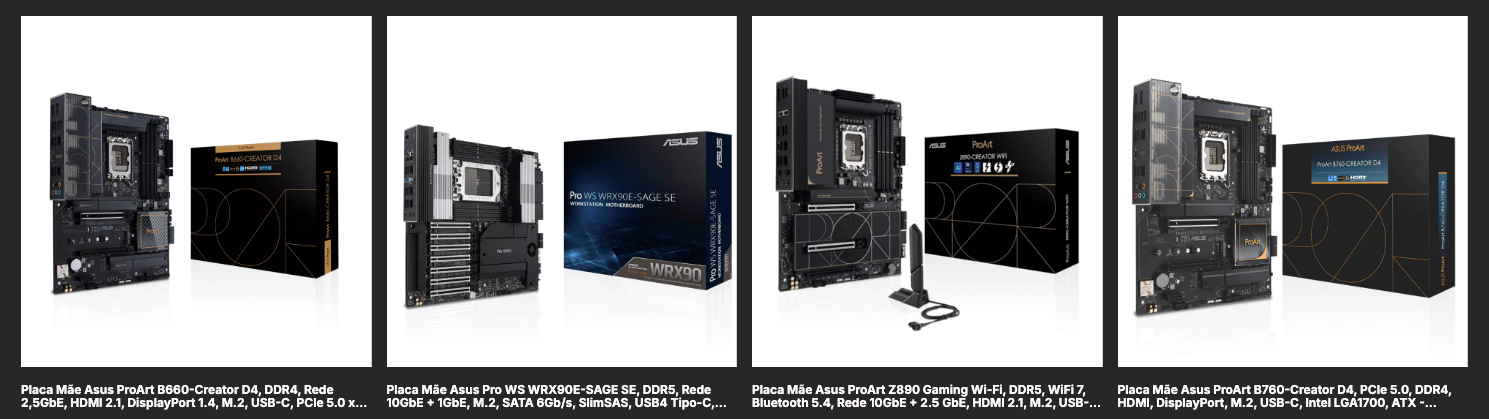 placa mãe asus proart x870e b760 b660 creator profissional gamer designer