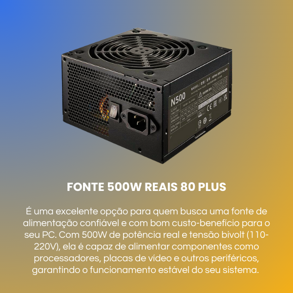 fonte 500w reais 80 plus cooler master