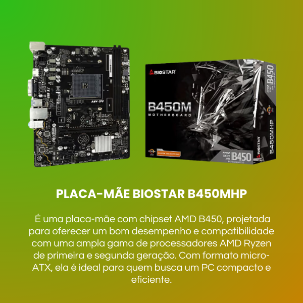 placa mãe biostar b450mhp motherboard