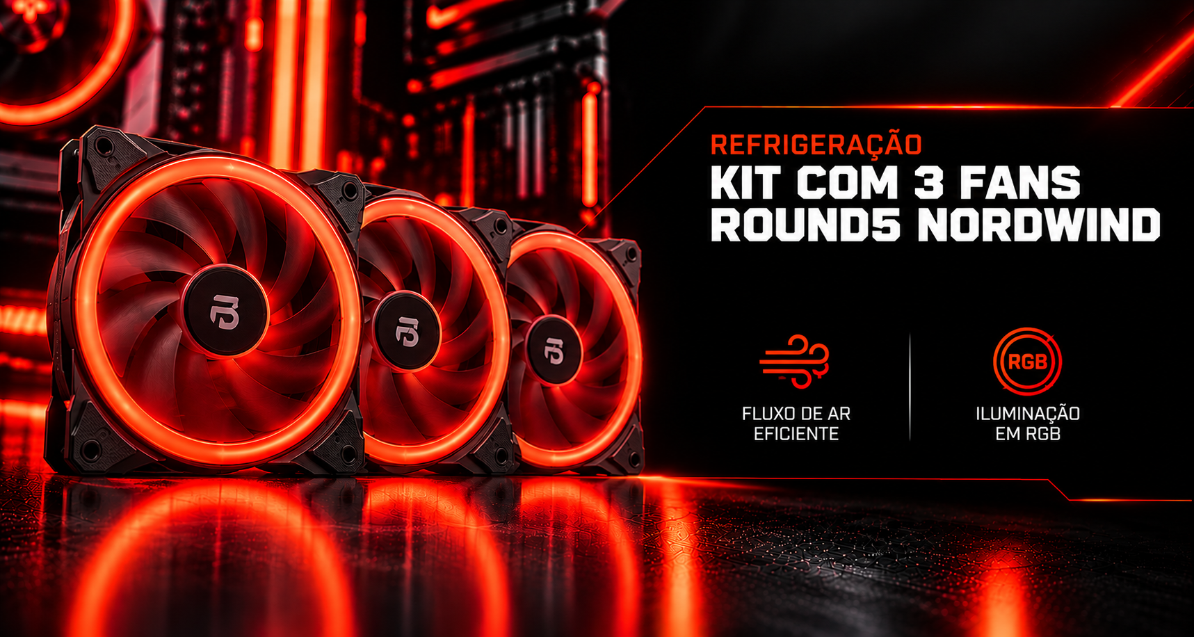 Kit com 3 Fans Round5 Nordwind