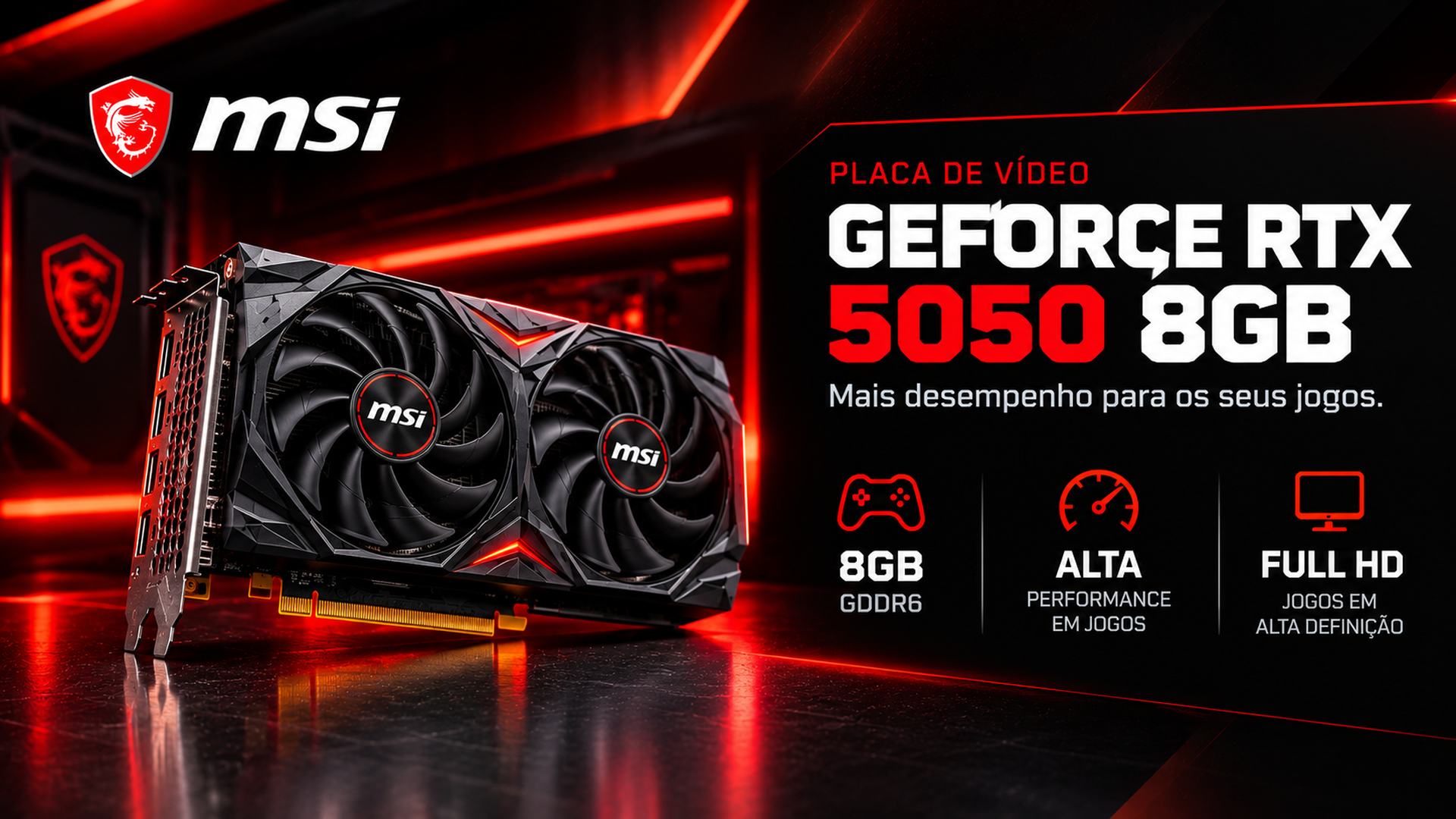 Placa de v&iacute;deo GeForce RTX 5050 8GB