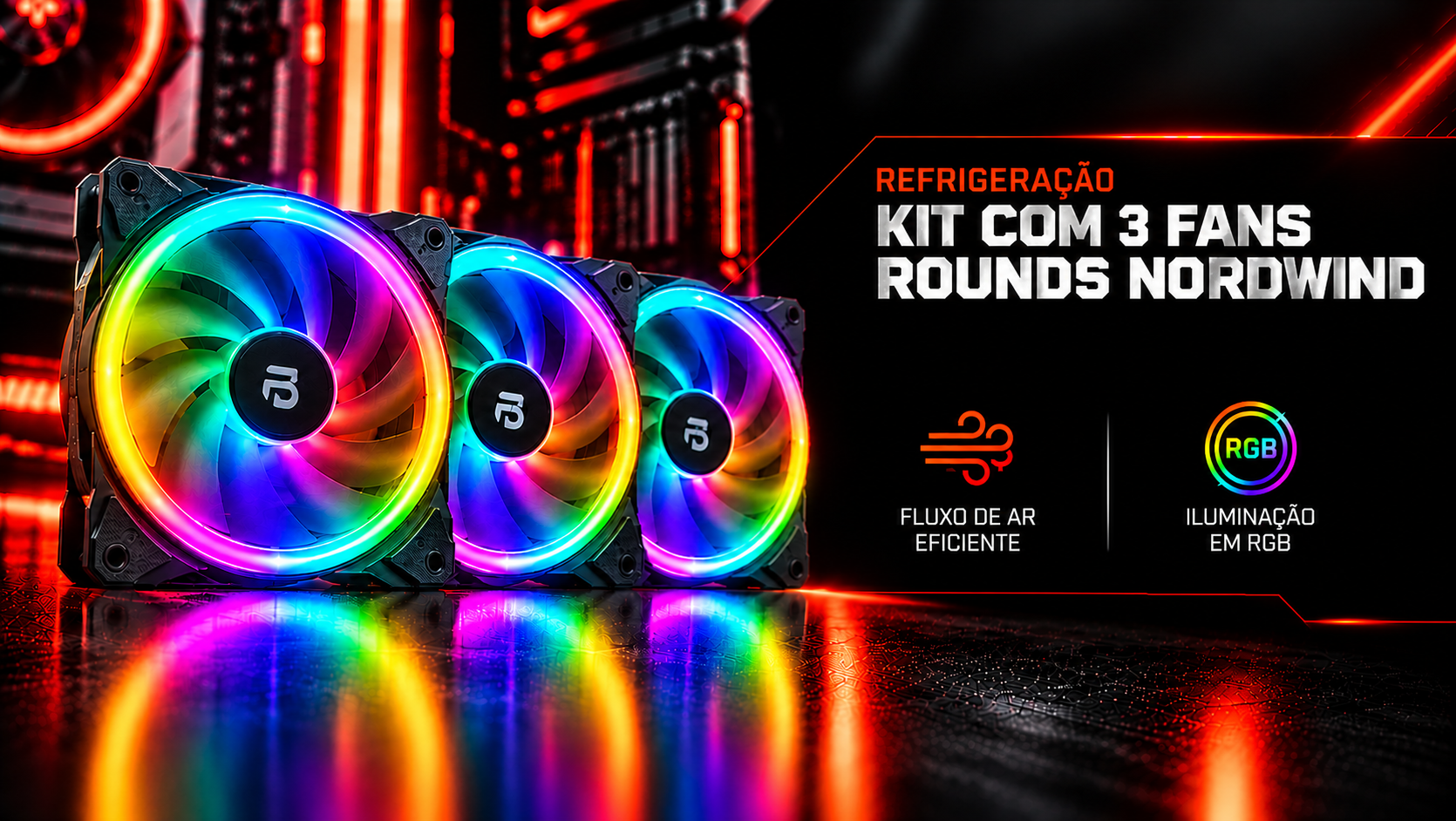 Kit com 3 Fans Round5 Nordwind