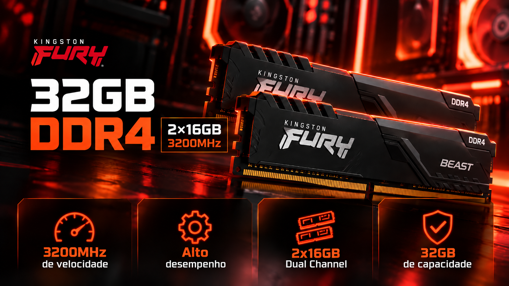 Memória RAM 32GB DDR4 3200MHz