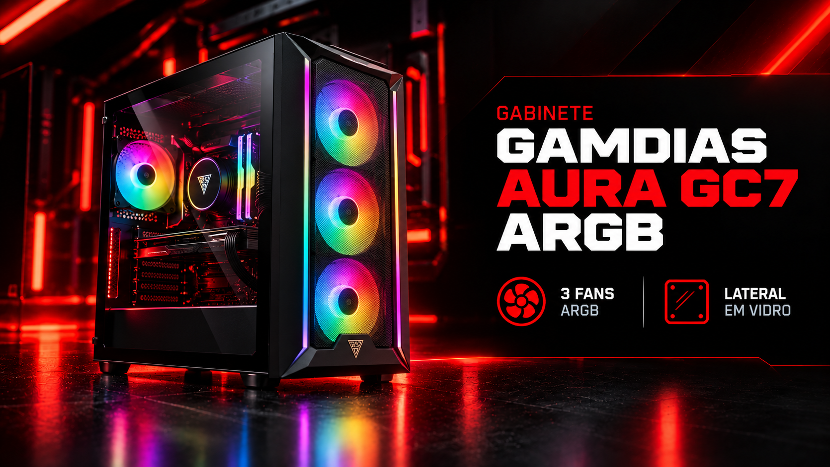 Gabinete Gamer Gamdias Aura GC7 ARGB Preto