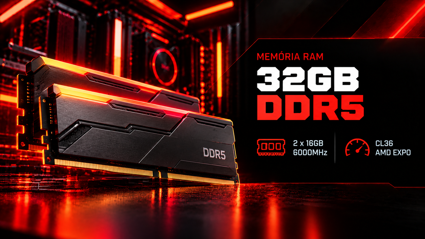 Mem&oacute;ria RAM 32GB DDR5 6000MHz