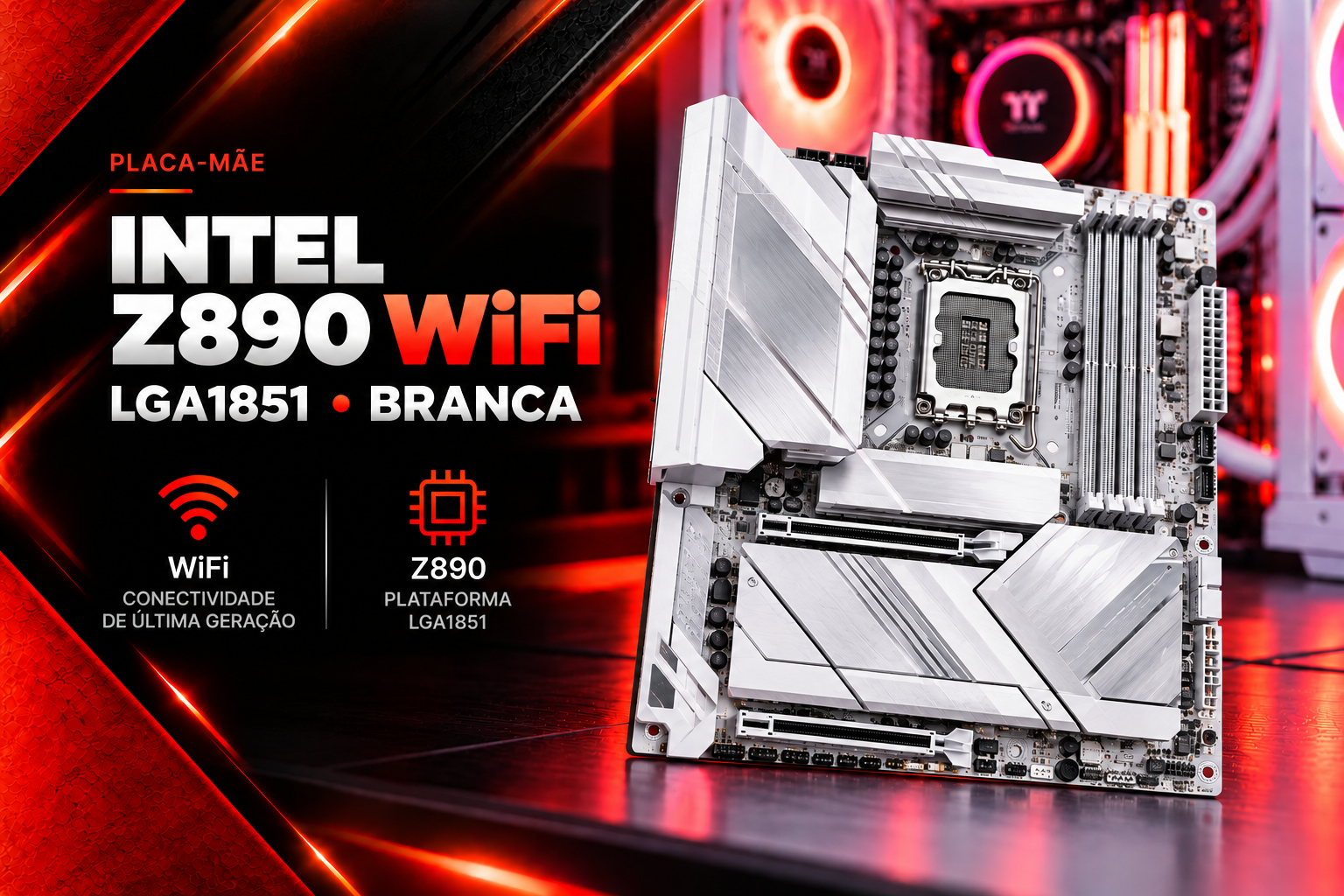 Placa-mãe Intel Z890 WiFi LGA1851 Branca