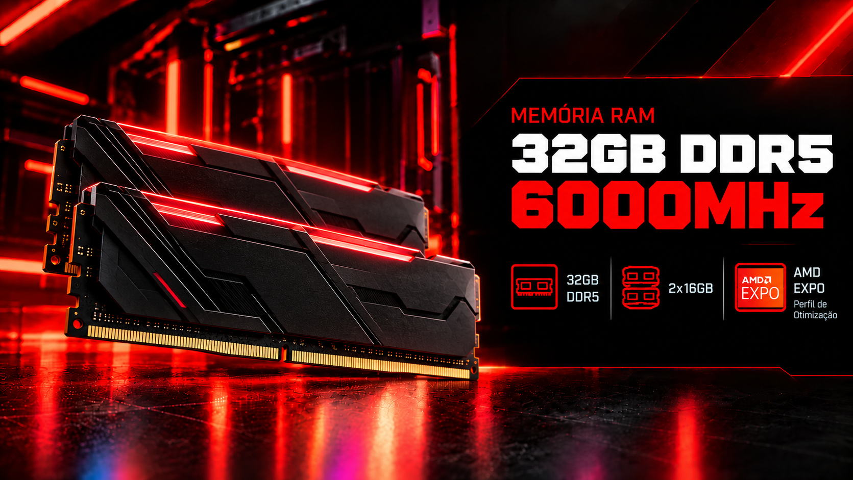 Mem&oacute;ria RAM 32GB DDR5 6000MHz