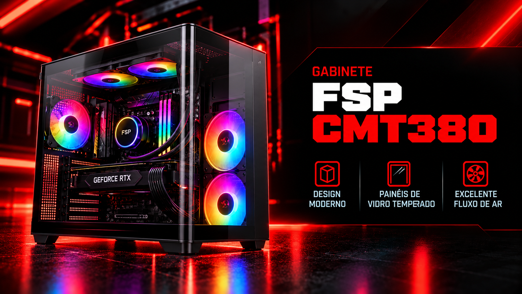 Gabinete Gamer FSP CMT380 (Preto) GC-631