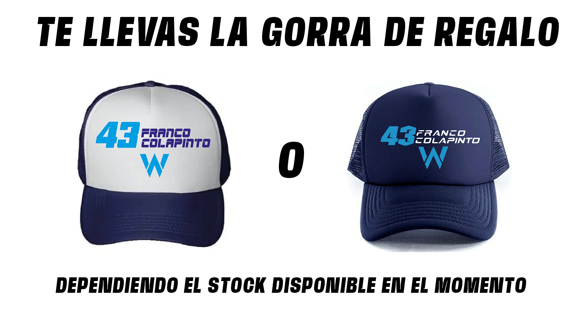 CAMISETA FRANCO COLAPINTO WILLIAMS 2024 F1 + GORRA OFICIAL DE REGALO