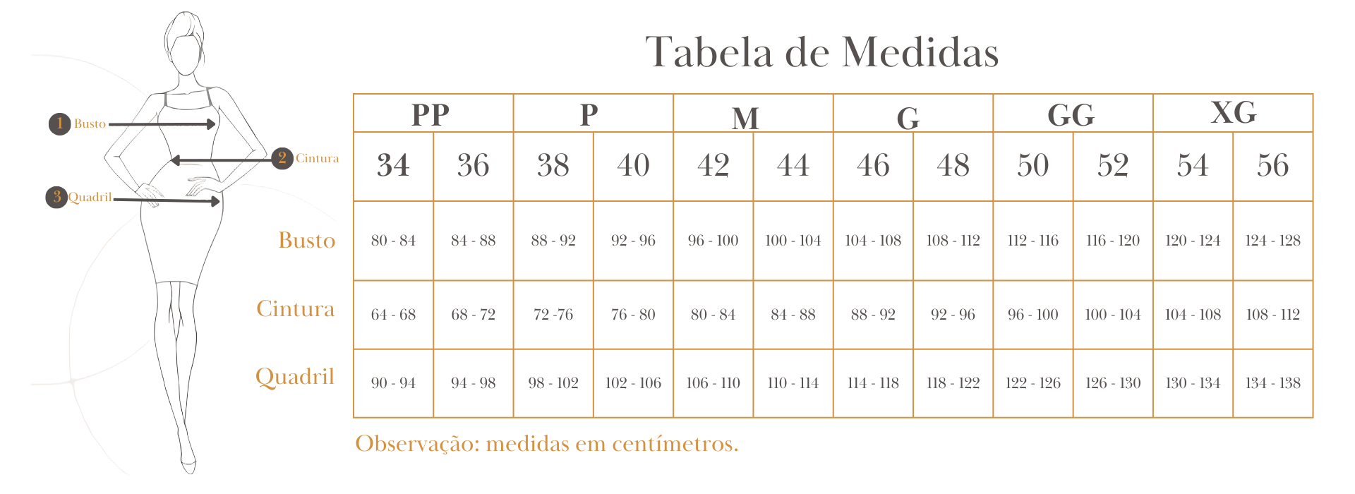 Tabela de Medidas