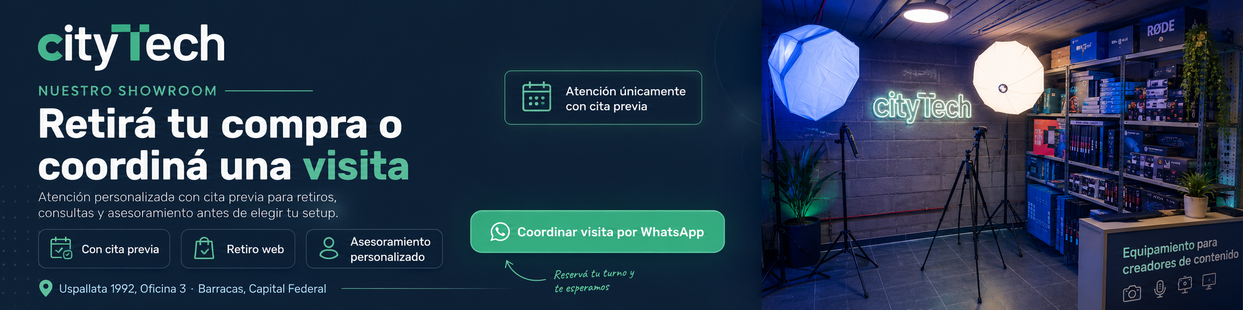Retiro y atención en showroom CityTech
