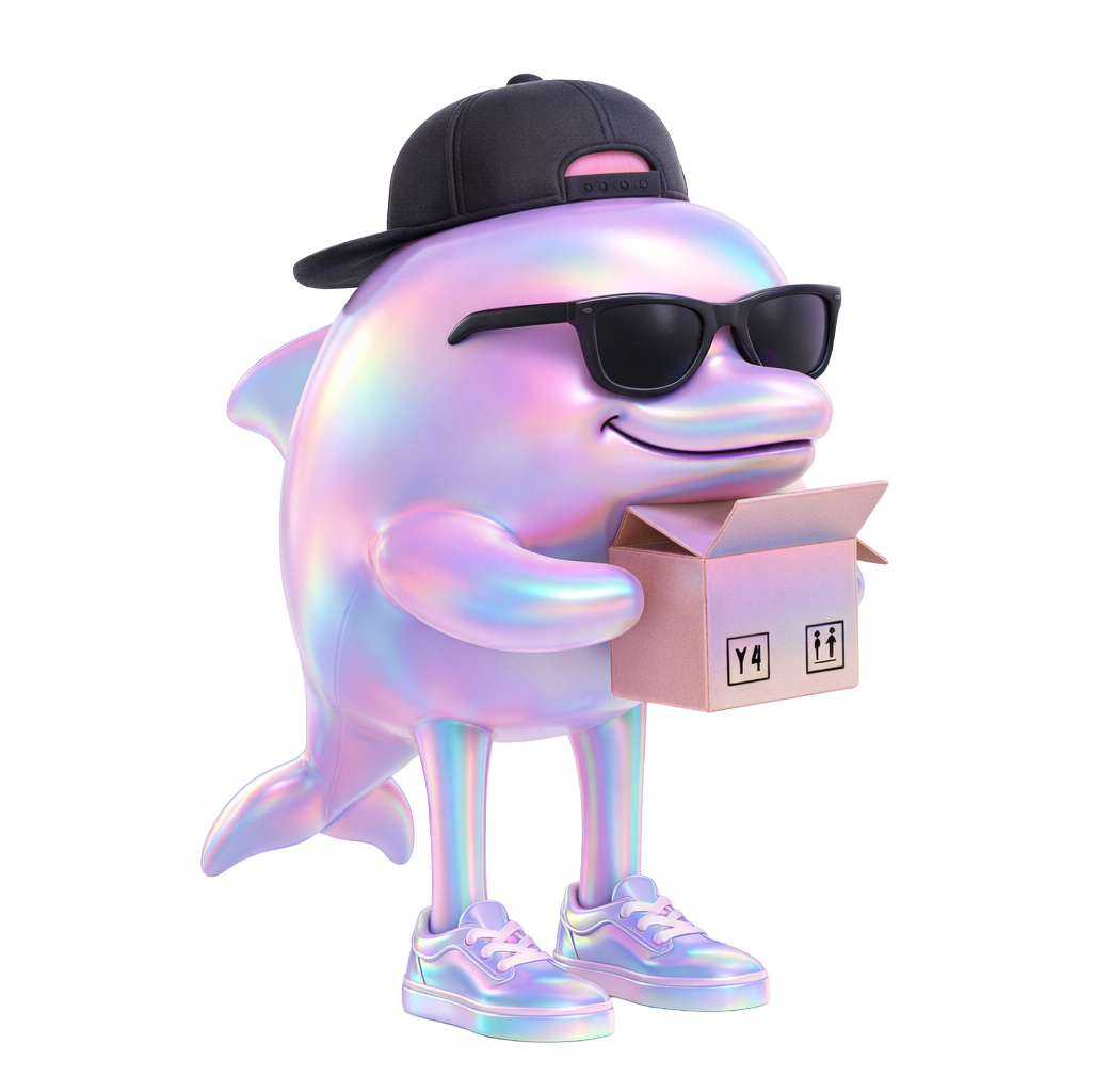 mascote com pacote de entrega na mão