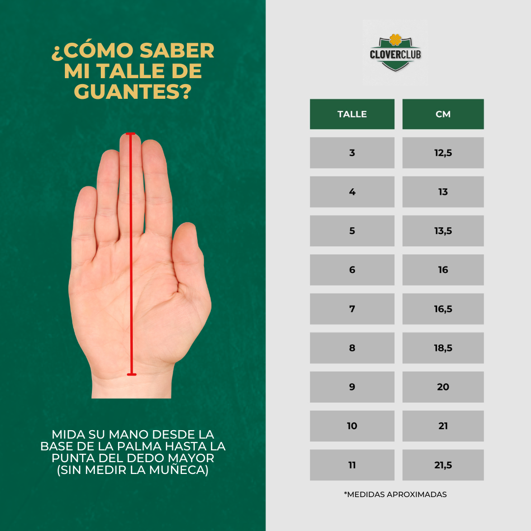 Conoce tu talle de guantes de arquero