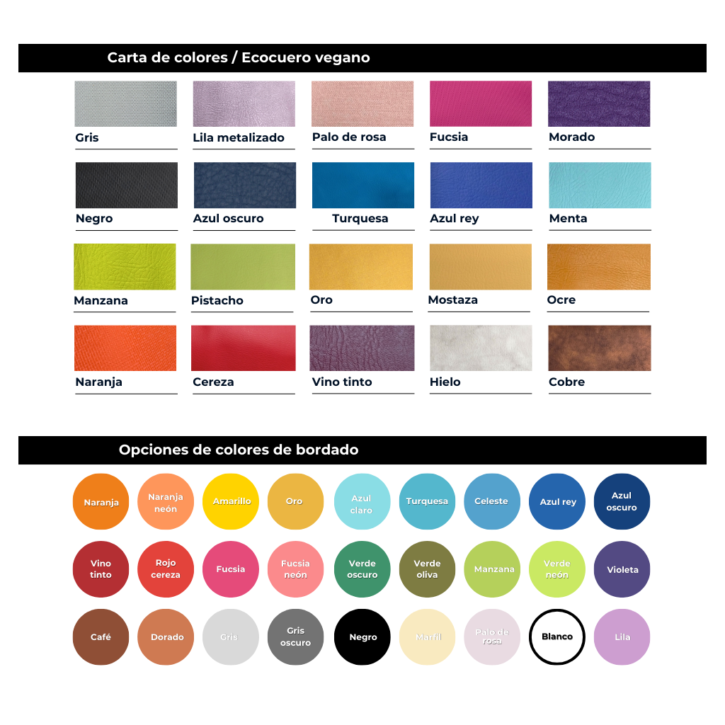 carta de colores de materiales y bordados