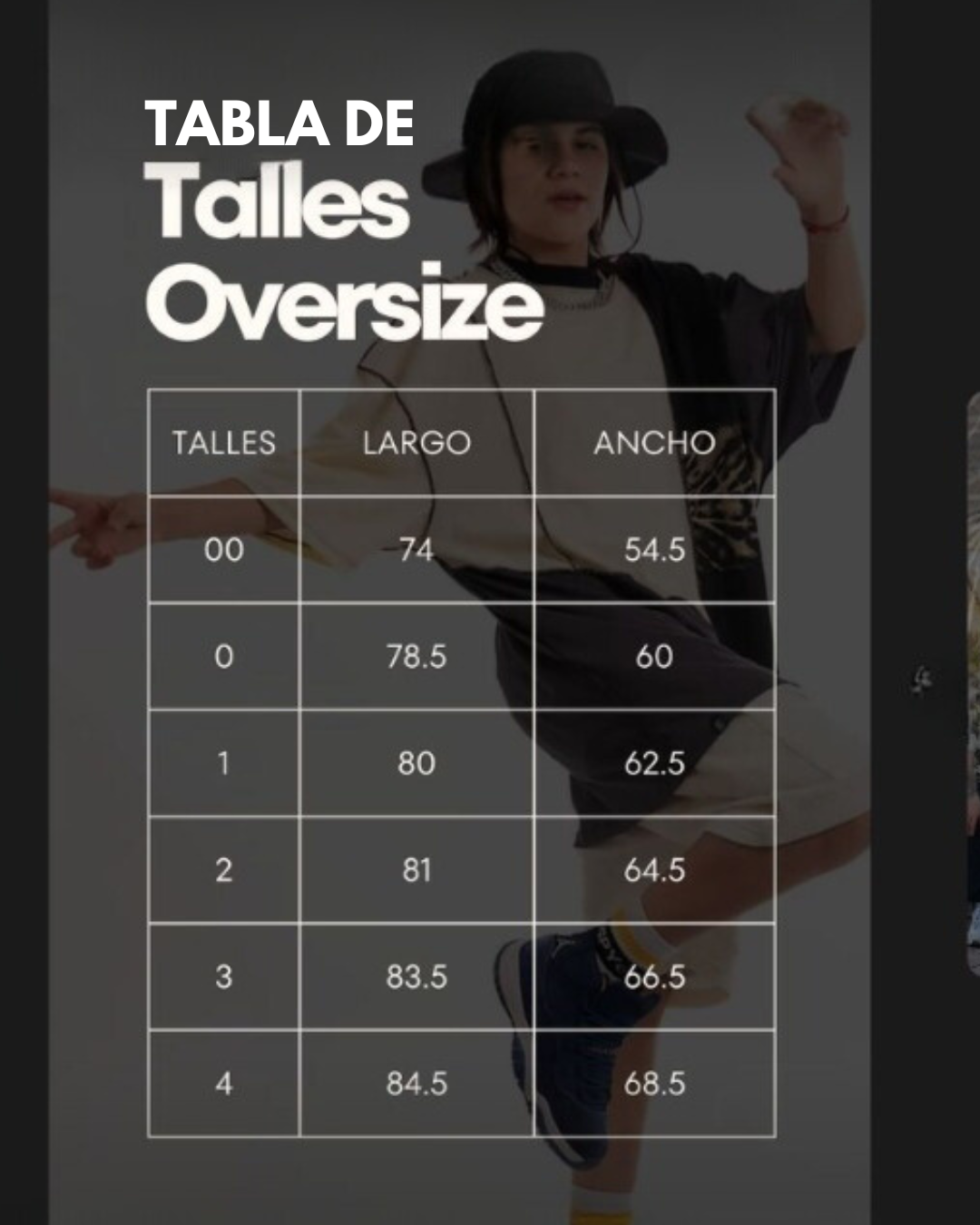 tabla talles oversizes