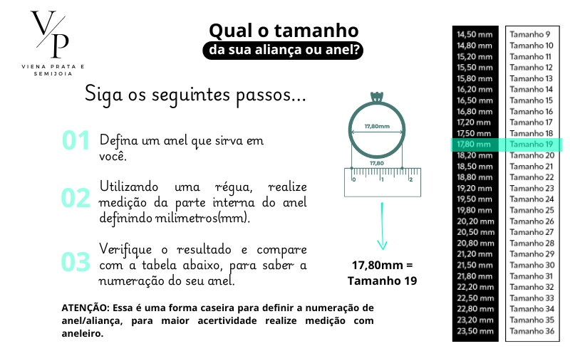 Guia tamanho de aliança