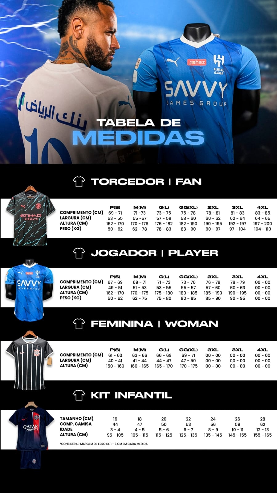 Tabela de Medidas