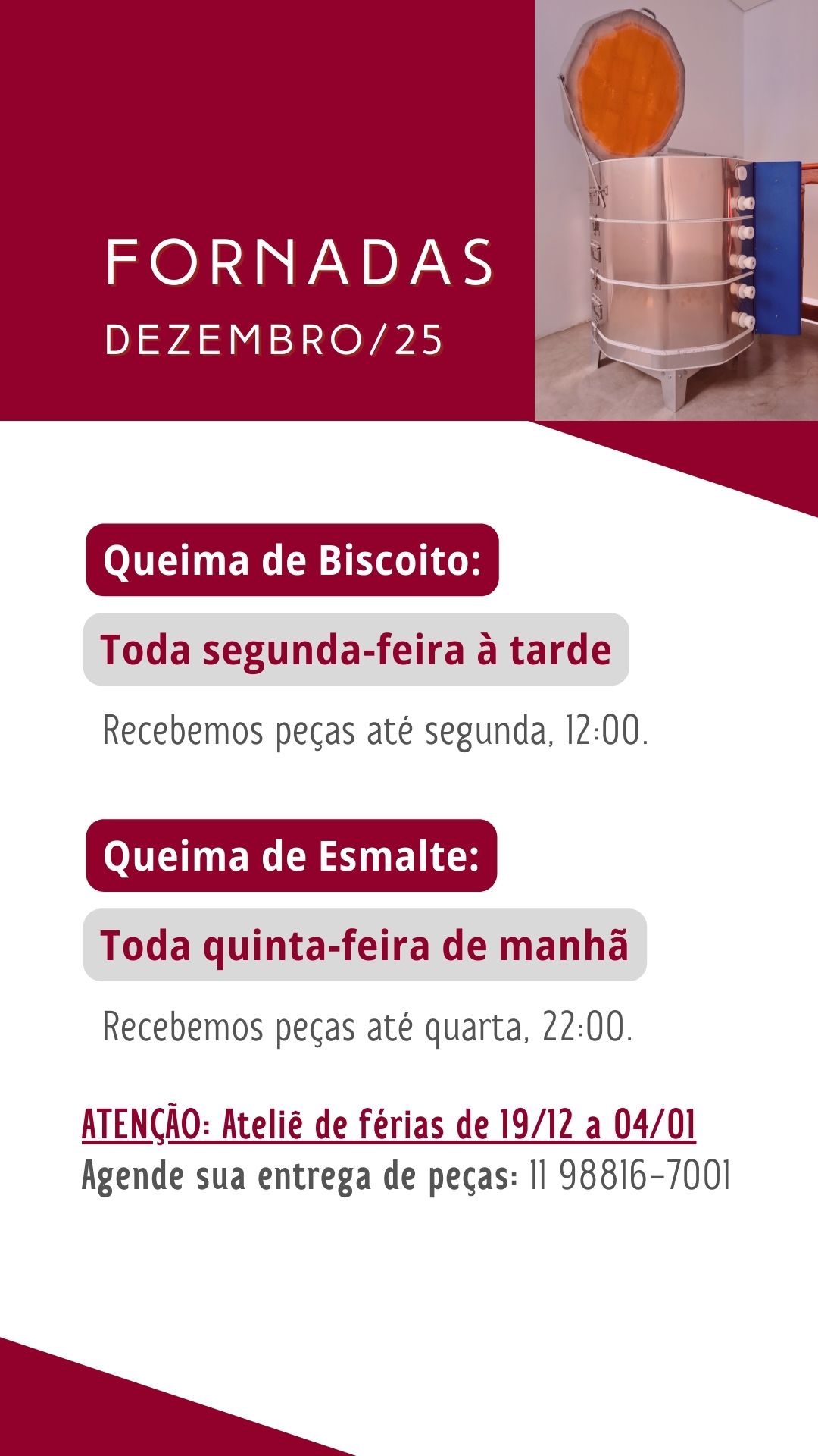 Programação das Fornadas de Dez/2025