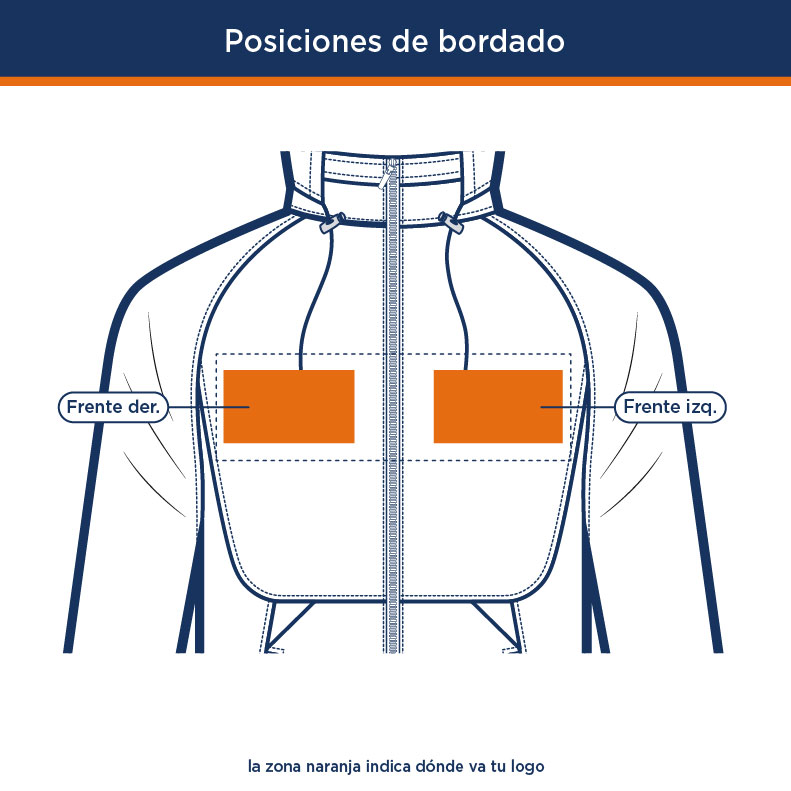 Posiciones de bordado de logo en Chamarra Reversible Doble Vista Popelina para Trabajo | Uniformes Andrea