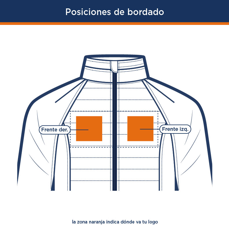 Posiciones de bordado de logo en la chamarra del Kit Staff Invierno | Uniformes Andrea