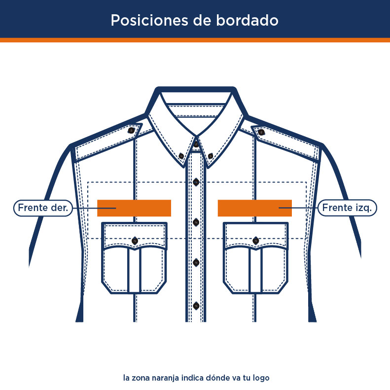 Posiciones de bordado de logo en la camisola del Kit Guardia Básico | Uniformes Andrea