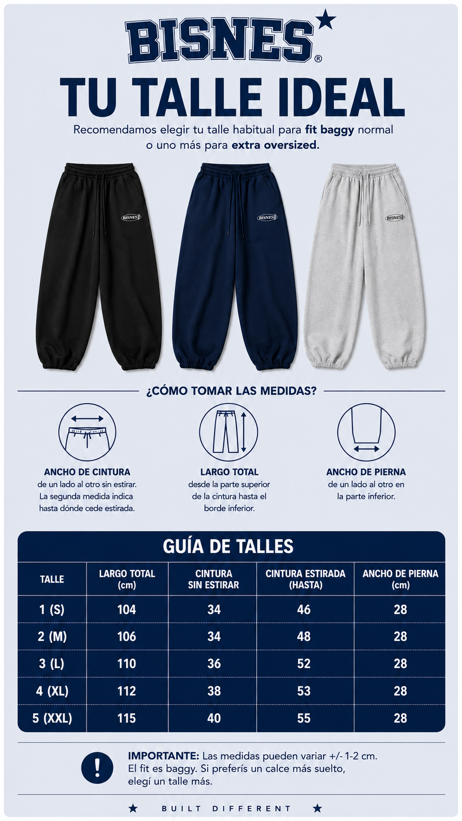 Tabla de talles Buzo Canguro Over BISNES