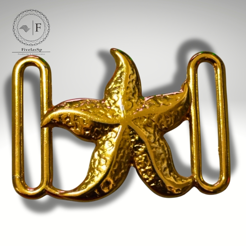 Fivela Metal Modelo Estrela com Alças cor Dourado pacote com 2 ou 6pe