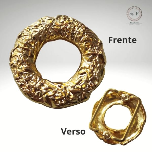 Fivela Metal Modelo Rosquinha Cor Dourado Pacote com 2 Peças