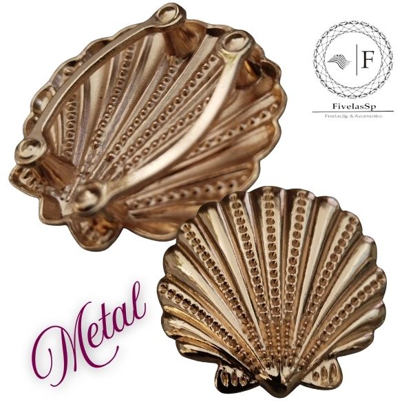 Fivela Metal Modelo Concha cor dourado pacote 1peça
