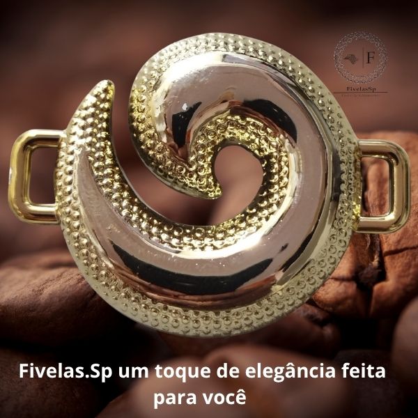 Fivela em ABS Modelo Mini Caracol Cor Dourado Pacote com 6 peças