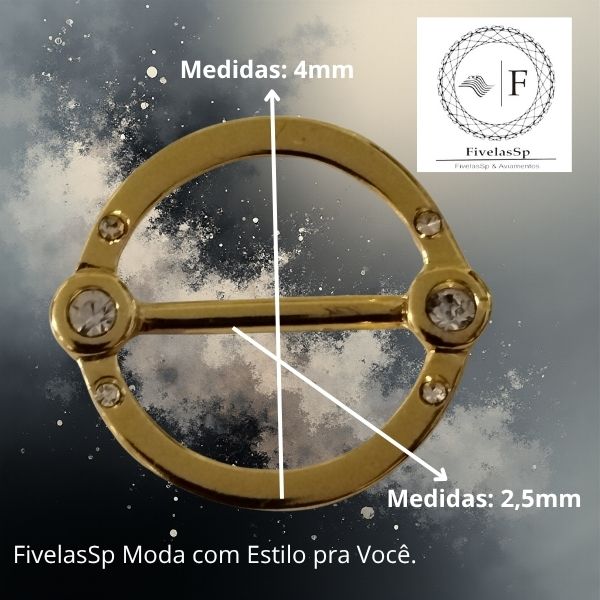 Fivela Metal dourado Redonda com strass grande / pequena pacote com 1