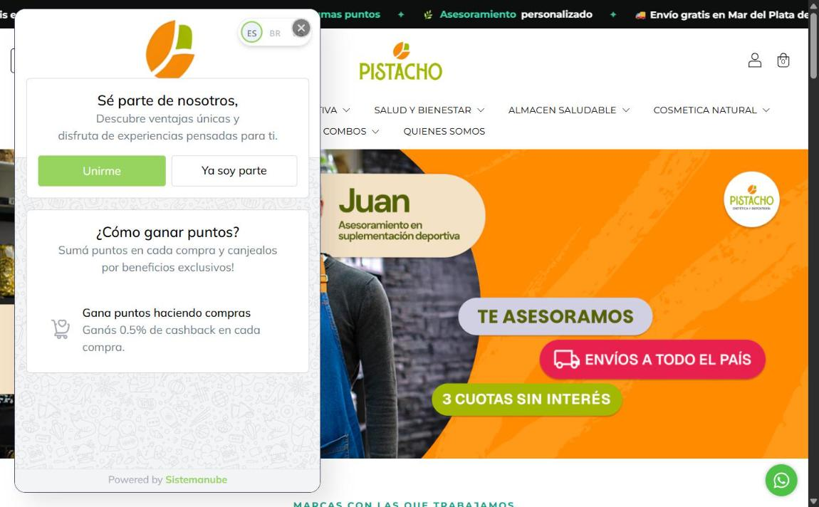 Panel Sé parte de nosotros con el botón Unirme