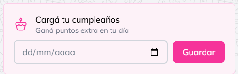 Formulario para cargar la fecha de cumpleaños