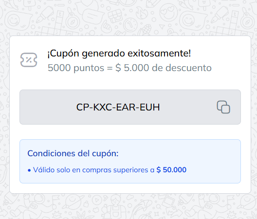 Cupón generado con código de descuento