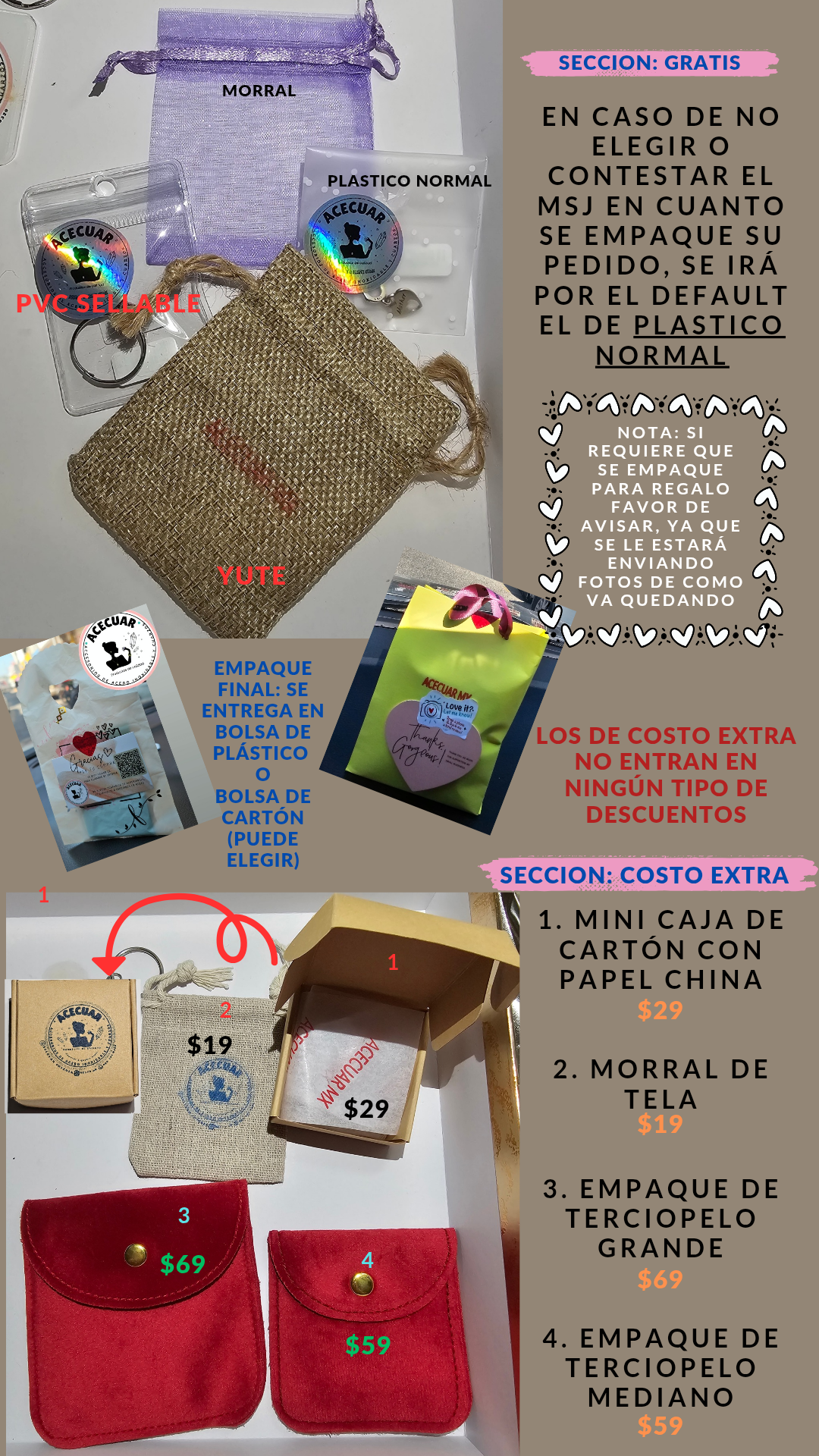 Bolsas para los accesorios