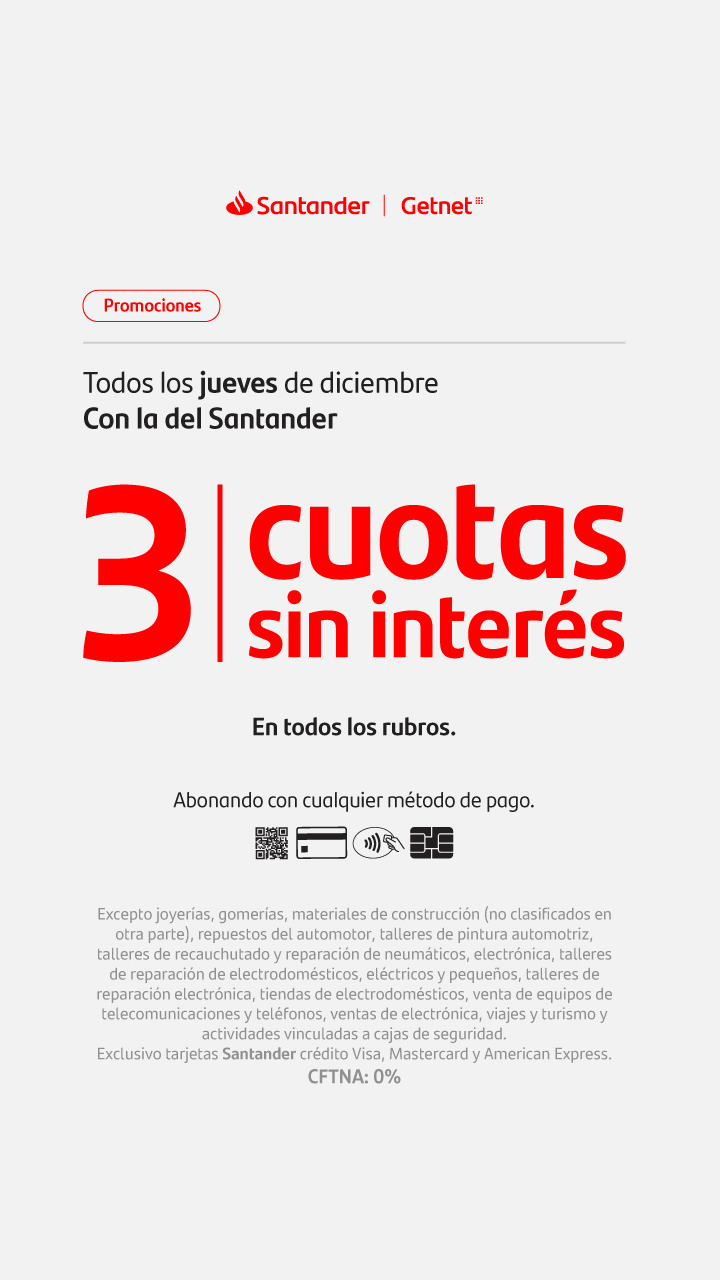 Cuotas sin interes con tarjetas santander, ver condiciones
