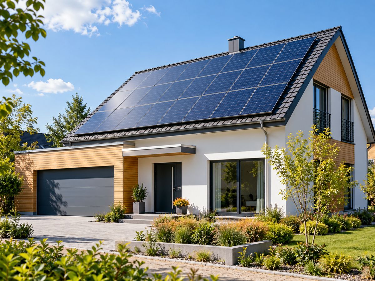Casa con sistema residencial de paneles solares