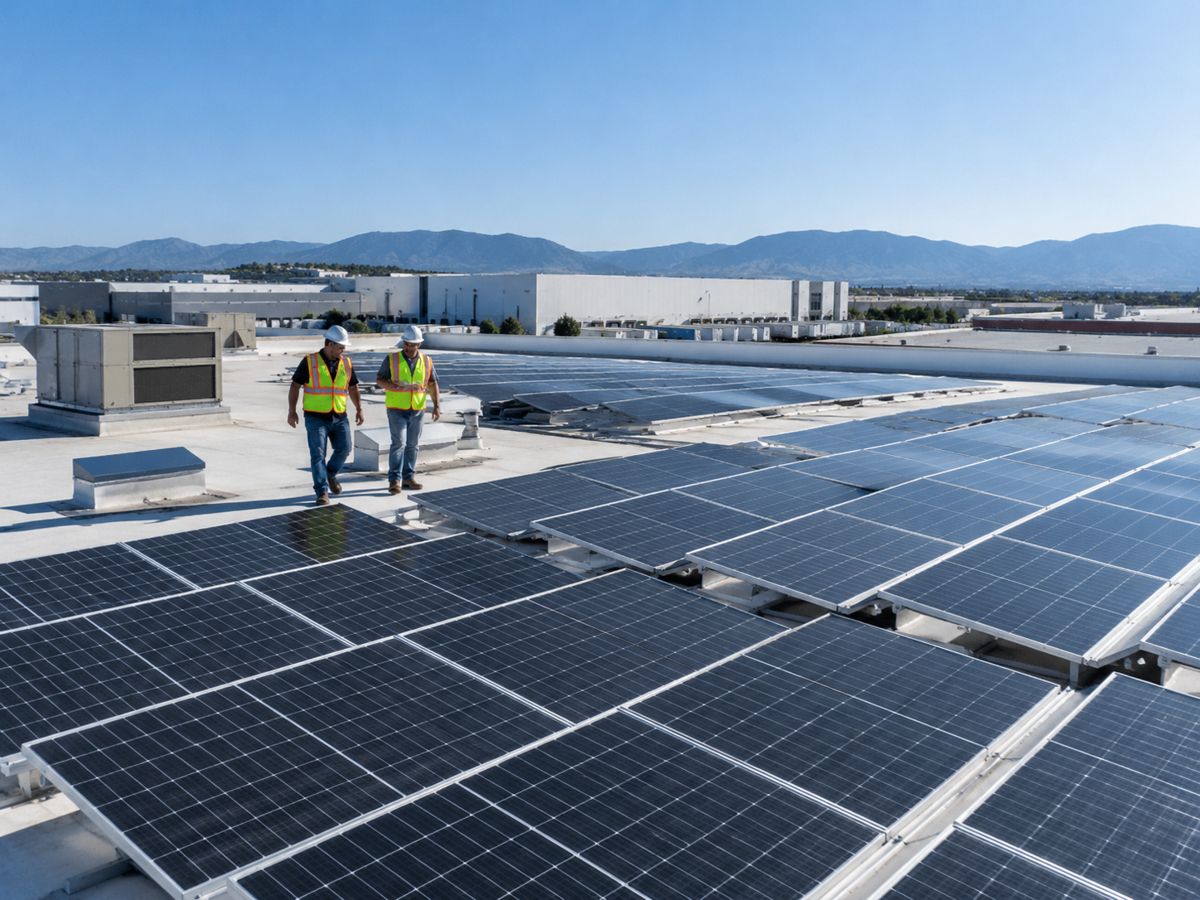 Industria o comercio con paneles solares