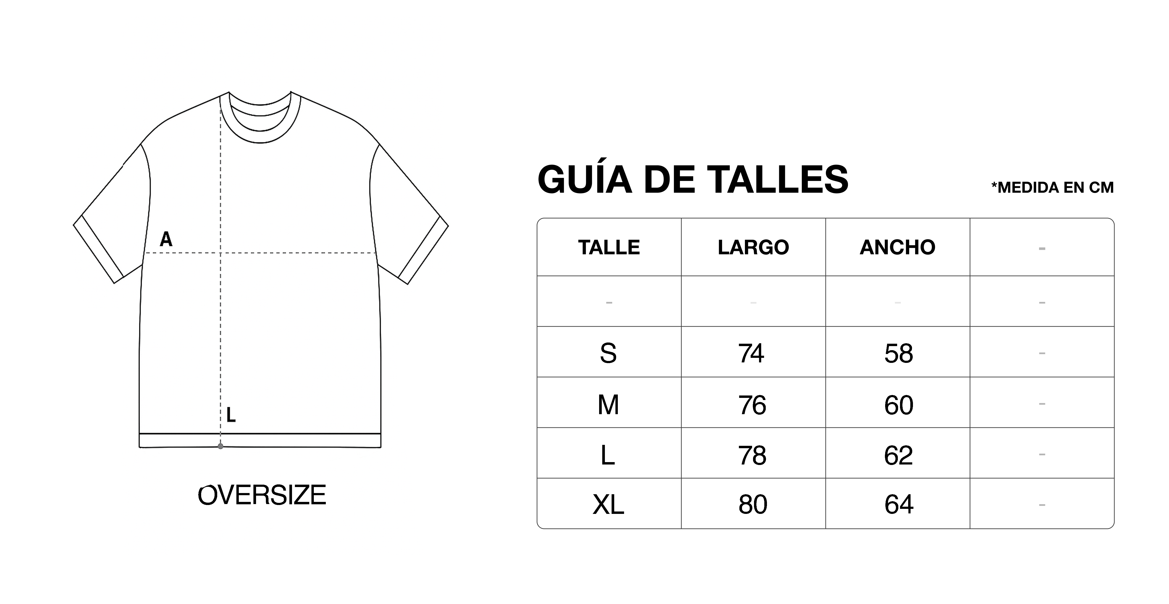 Tabla de talles Over
