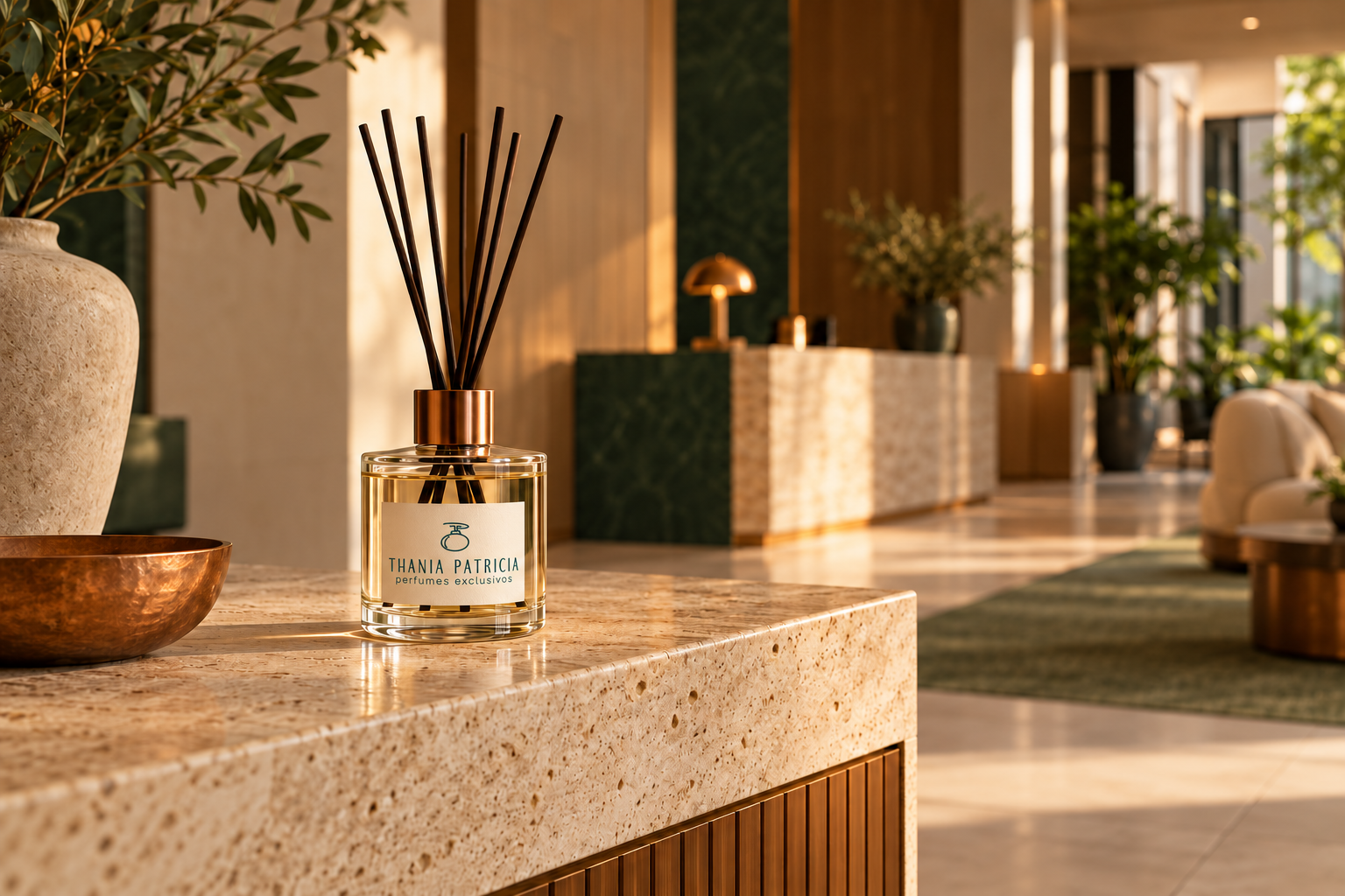 Difusor Thania Patricia Perfumes Exclusivos em ambiente sofisticado