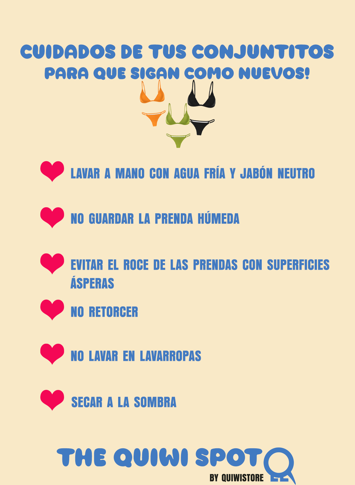 Cuidados de la prenda de las bikinis