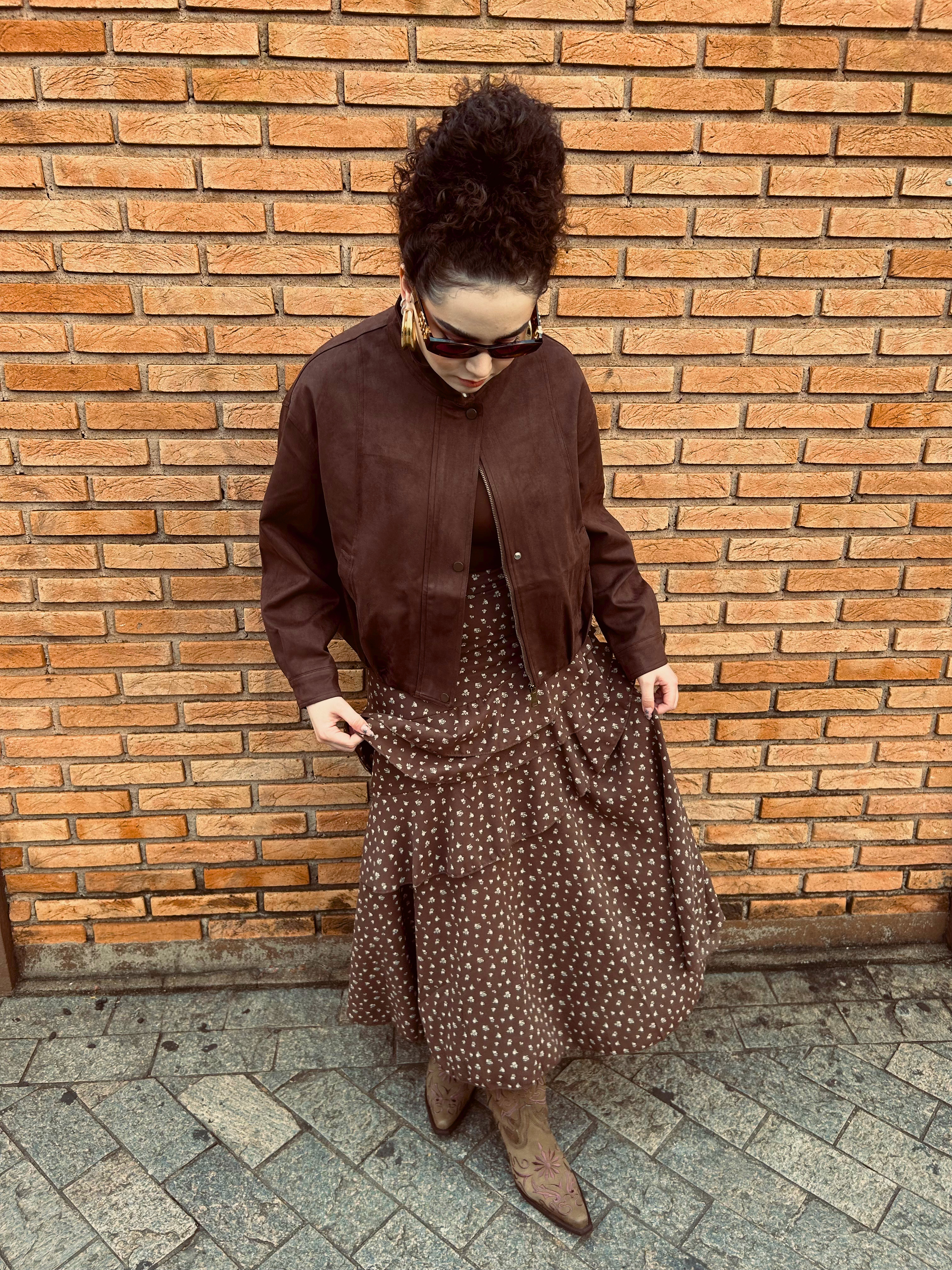 Inspiração de look com Saia Flora Marrom