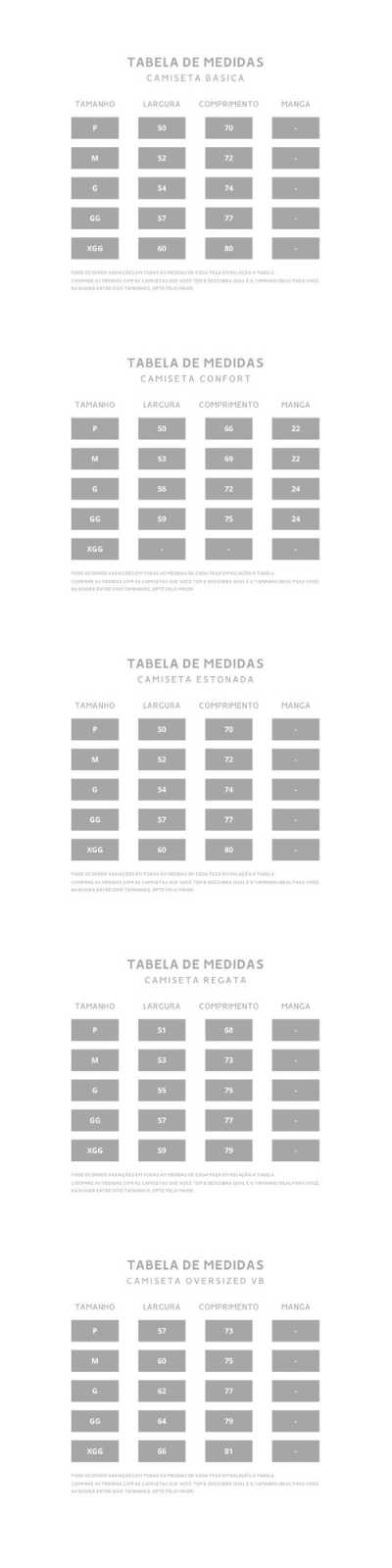 Guia de tamanhos